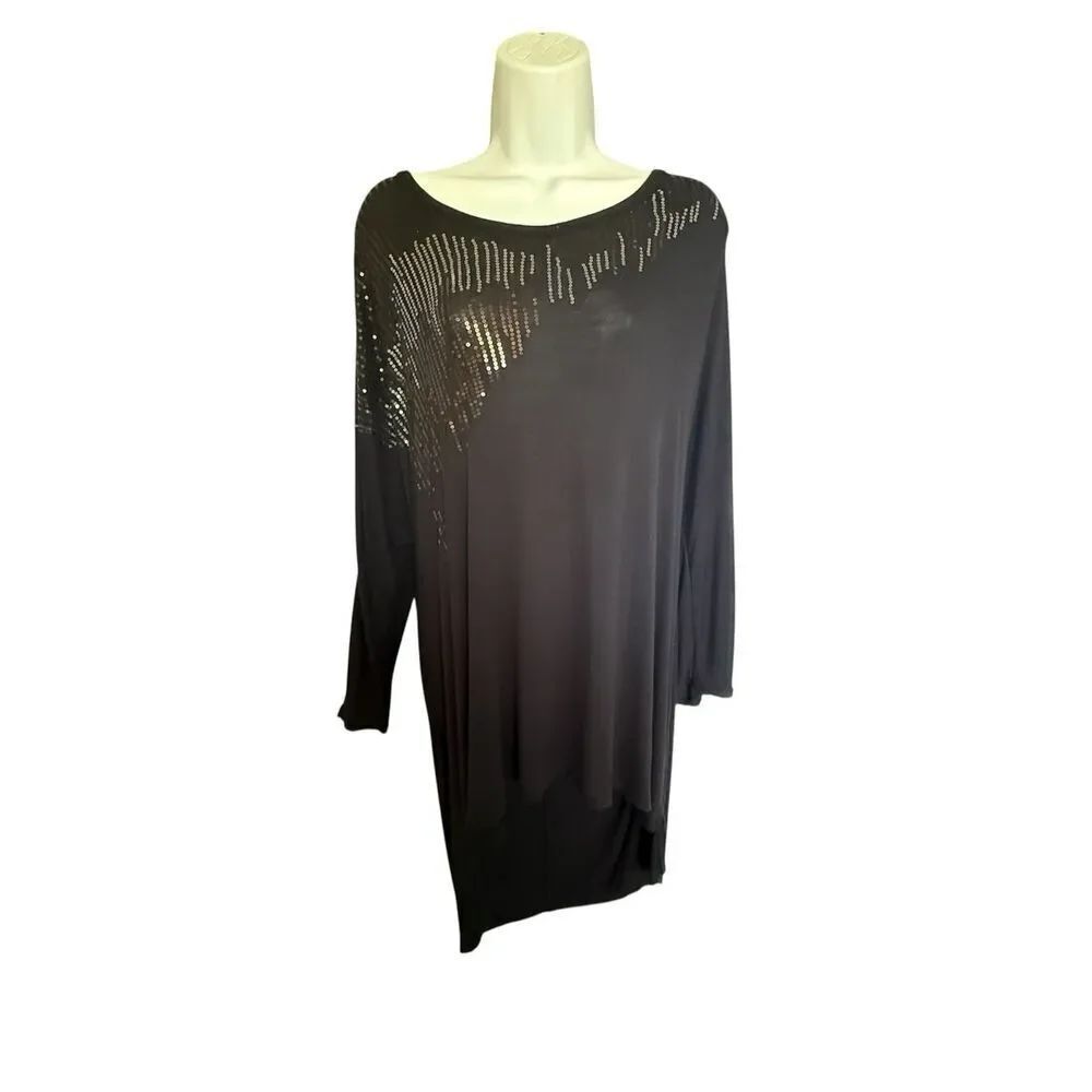 Eyeshadow Black Sequin Tunic Top Women’s 2XL Rayon
